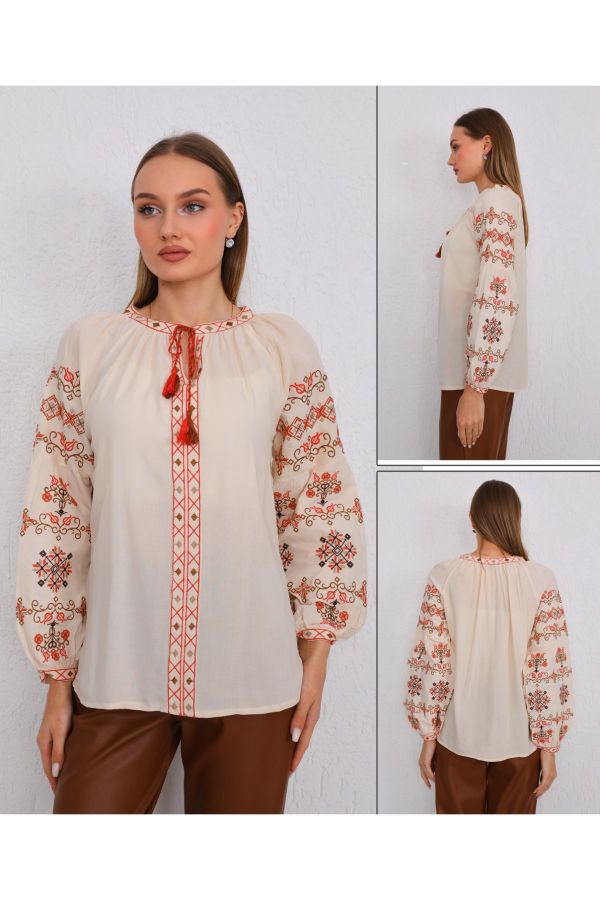 Picture of ES-Q E2242 BEIGE Women Blouse