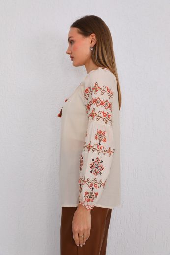 Picture of ES-Q E2242 BEIGE Women Blouse