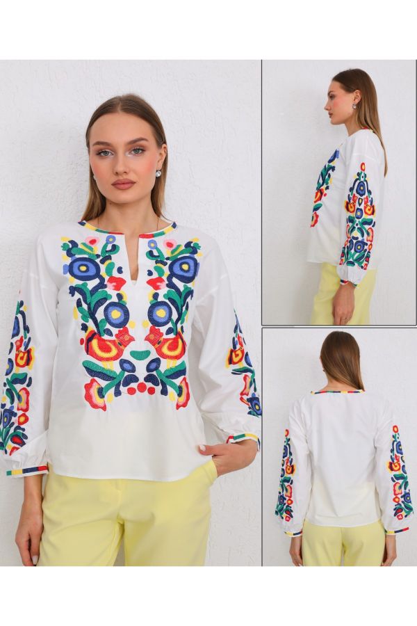 Picture of ES-Q E5453 WHITE Women Blouse