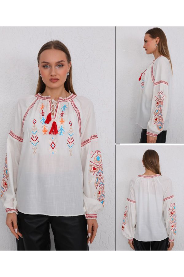 Picture of ES-Q E5525 WHITE Women Blouse