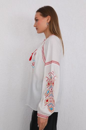 Picture of ES-Q E5525 WHITE Women Blouse