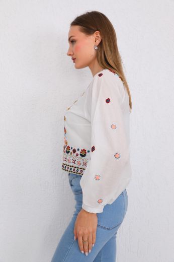 Picture of ES-Q E5445 WHITE Women Blouse