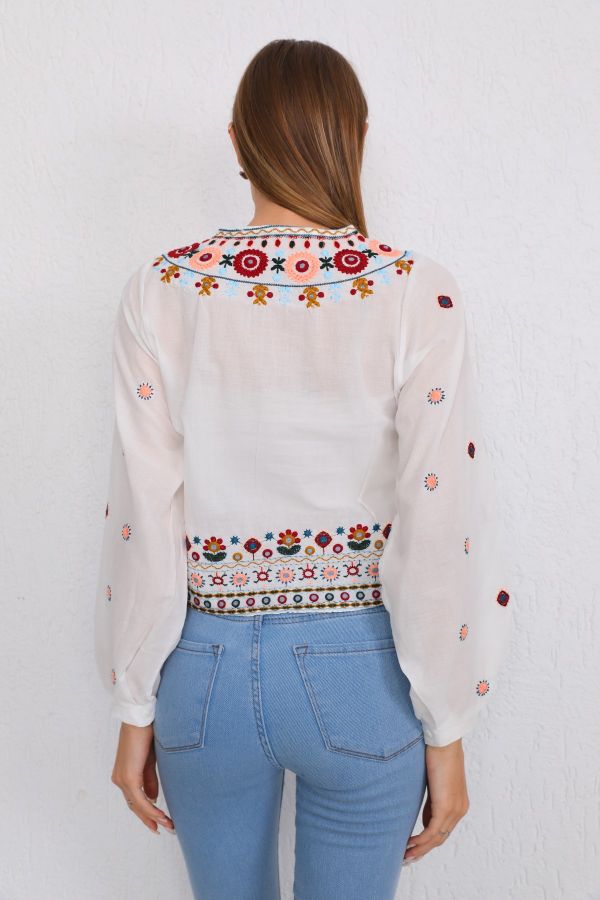 Picture of ES-Q E5445 WHITE Women Blouse