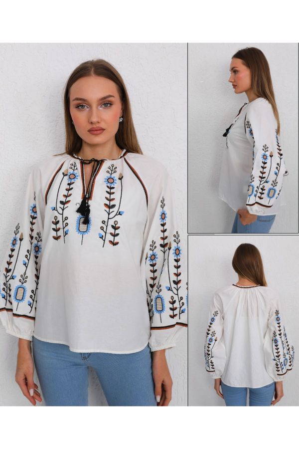 Picture of ES-Q E5321 WHITE Women Blouse