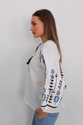 Picture of ES-Q E5321 WHITE Women Blouse