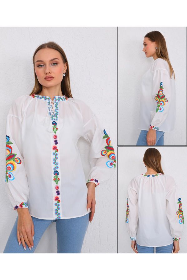 Picture of ES-Q E5184 WHITE Women Blouse