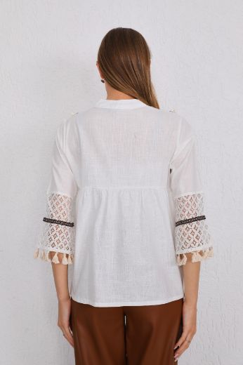 Picture of ES-Q E5154 WHITE Women Blouse