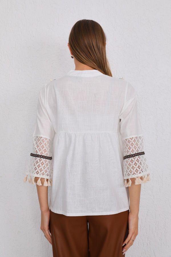 Picture of ES-Q E5154 WHITE Women Blouse