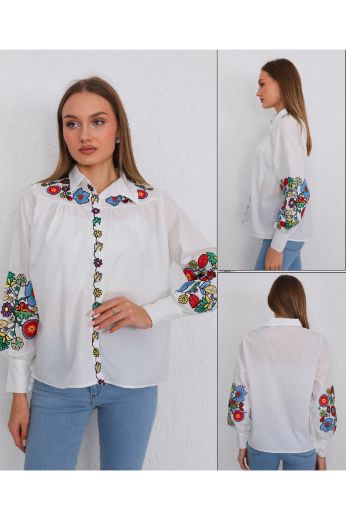 Picture of ES-Q E2329 WHITE Women Blouse