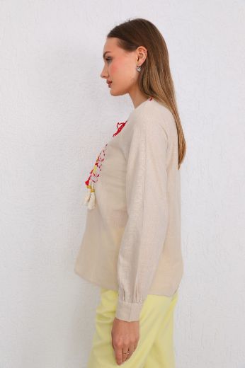 Picture of ES-Q E5142 BEIGE Women Blouse