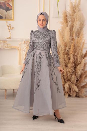 Picture of Tuana Life 18455 GREY Women Evening Gown