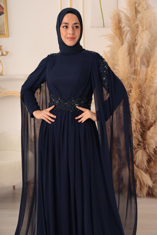 Picture of Tuana Life 16184 NAVY BLUE Women Evening Gown