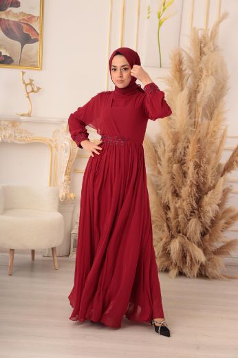 Picture of Tuana Life 17255 BURGUNDY Women Evening Gown