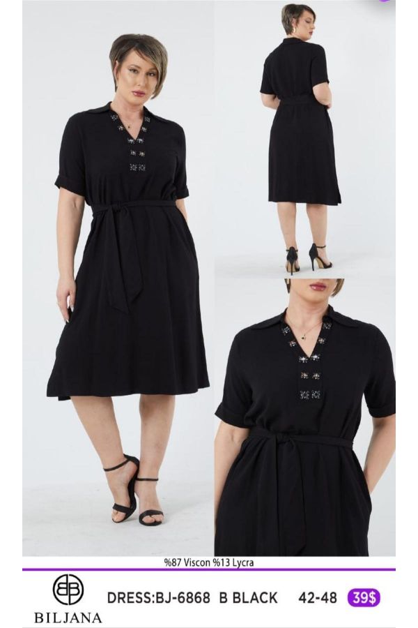 Picture of Biljana 6868xl BLACK Plus Size Women Dress 