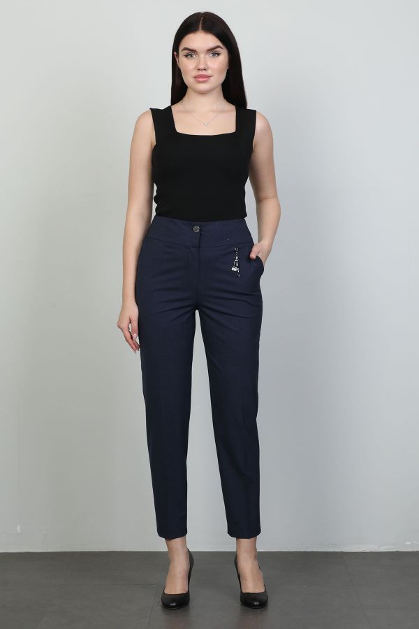 Picture of Vangeliza 24Y22069 NAVY BLUE Women's Trousers