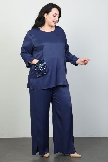 Picture of Dalida 47055xl NAVY BLUE Plus Size Women Suit