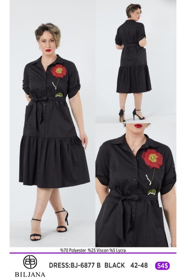 Picture of Biljana 6877xl BLACK Plus Size Women Dress 