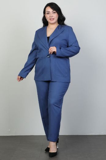 Picture of 4gKiwe MTKJ632xl NAVY BLUE Plus Size Women Suit