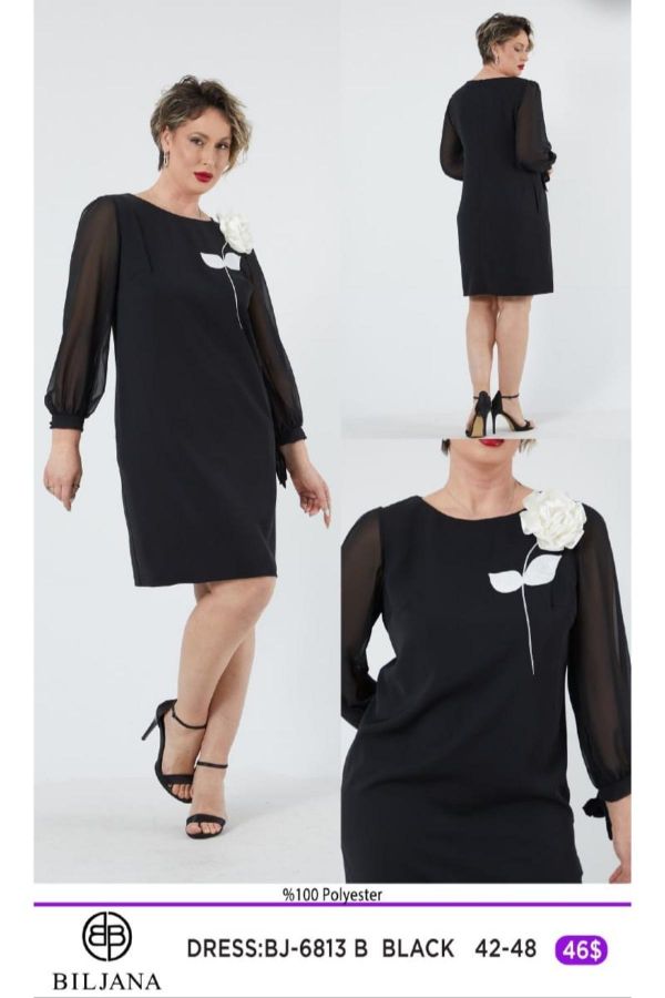 Picture of Biljana 6813xl BLACK Plus Size Women Dress 