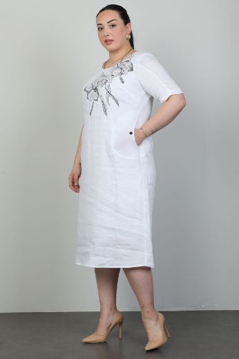 Picture of Arda Tex 40044xl ECRU Plus Size Women Dress 