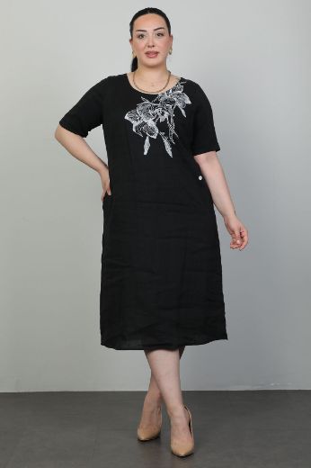 Picture of Arda Tex 40044xl BLACK Plus Size Women Dress 