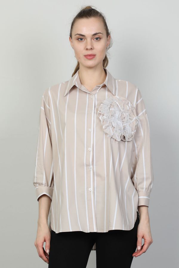 Picture of Modalinda 43250 BEIGE Women Shirt