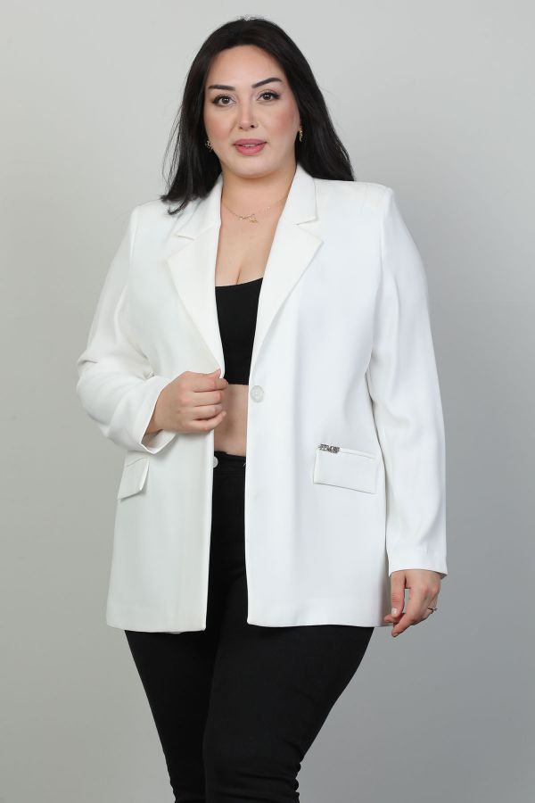 Picture of Fimore 8310-12xl ECRU Plus Size Women Jacket 