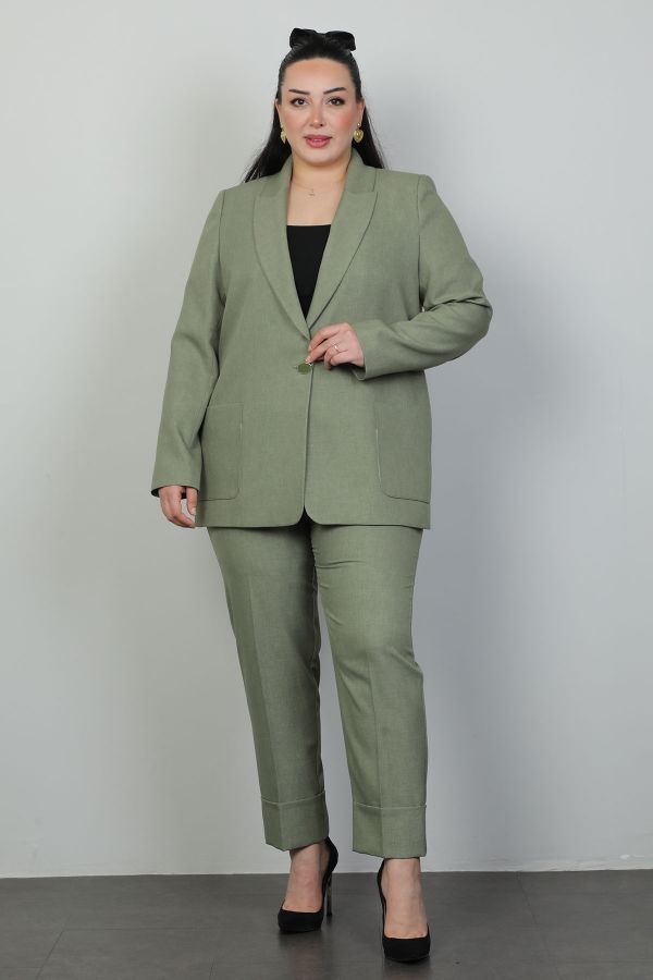 Picture of 4gKiwe MTKJ607xl KHAKI Plus Size Women Suit