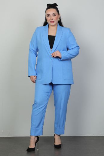 Picture of 4gKiwe MTKJ607xl BLUE Plus Size Women Suit