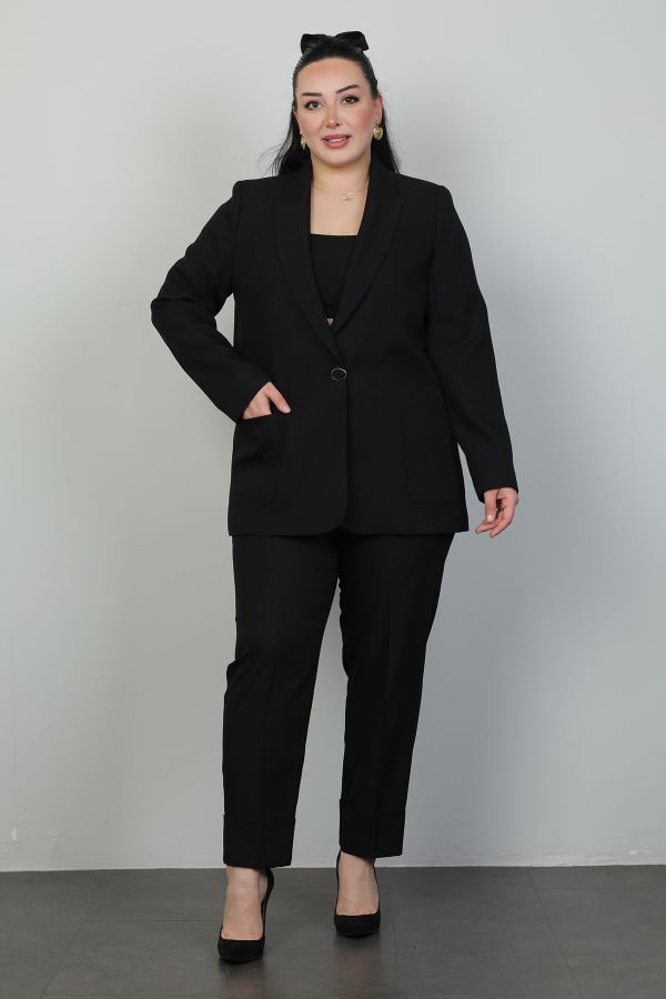 Picture of 4gKiwe MTKJ607xl BLACK Plus Size Women Suit