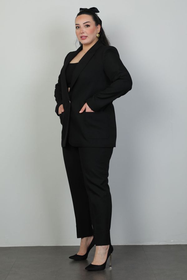 Picture of 4gKiwe MTKJ607xl BLACK Plus Size Women Suit