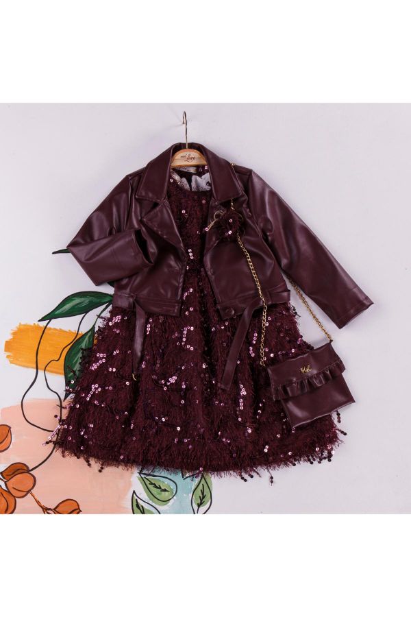 Picture of Miss Lore 5221 BURGUNDY Girl Suit