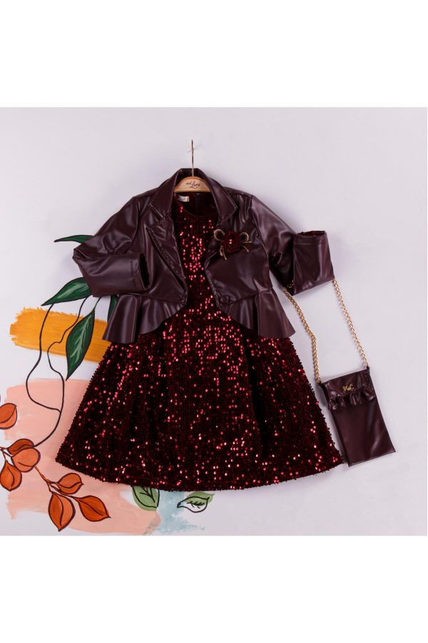 Picture of Miss Lore 5222 BURGUNDY Girl Suit