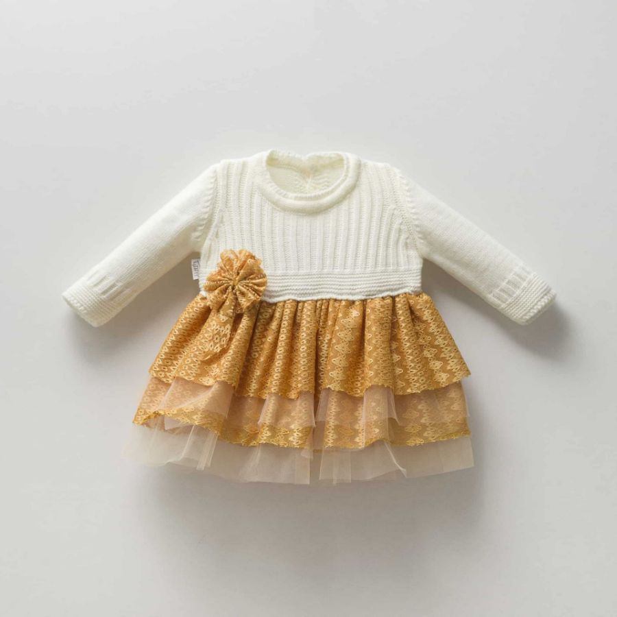 Picture of TAFYY BABY 90072 MUSTARD Baby Dress