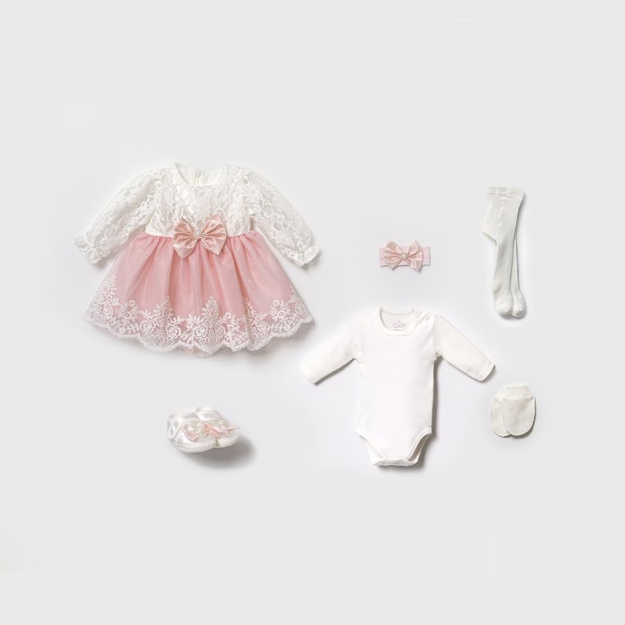 Picture of TAFYY BABY 90030 PINK Baby Dress