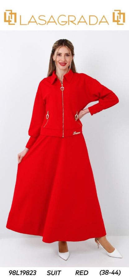 Picture of Lasagrada 98L19823 RED WOMANS SKIRT SUIT 