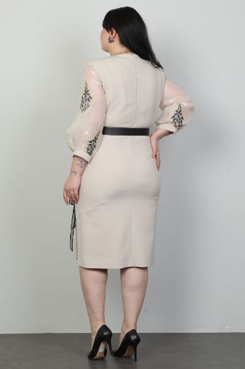 Carlino 5804xl BEJ Büyük Beden Kadın Elbise resmi