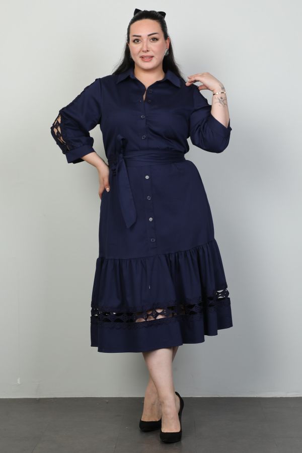 Picture of Wioma 4484xl NAVY BLUE Plus Size Women Dress 