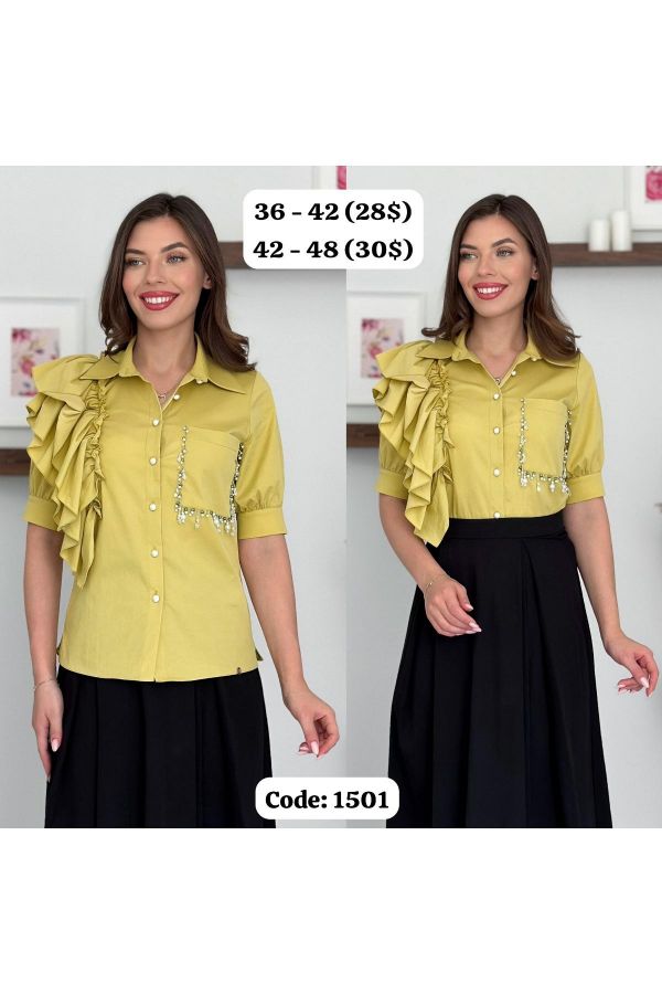 Picture of Of White 1501 YELLOW Women Shirt