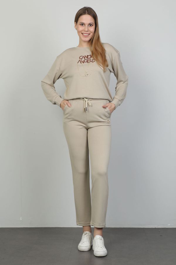 Picture of Candy Angels E863 BEIGE Women Tracksuit Set