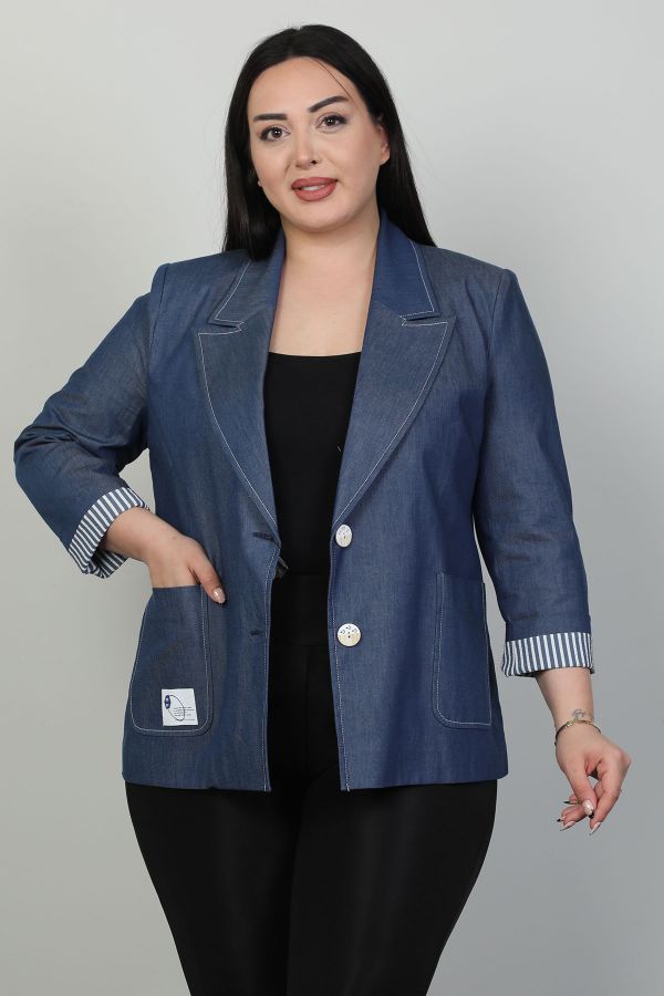Picture of Pizara Line 77230xl NAVY BLUE Plus Size Women Jacket 
