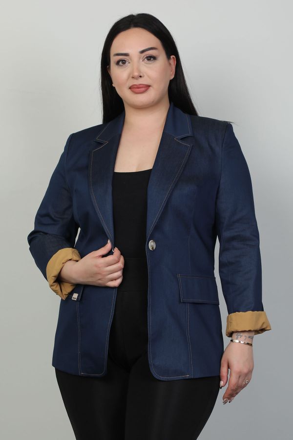 Picture of Pizara Line 76500xl NAVY BLUE Plus Size Women Jacket 