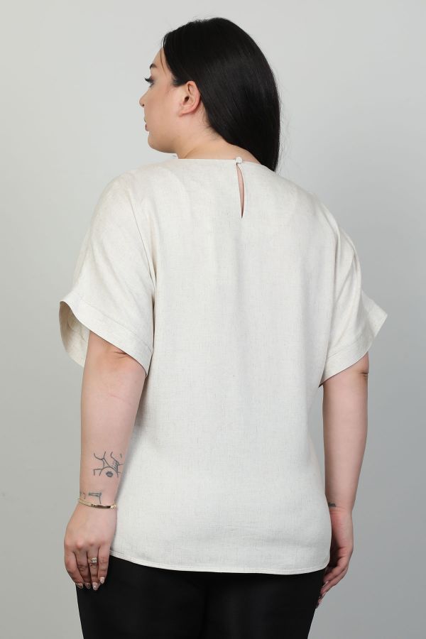 Picture of Modalinda 44302xl BEIGE Plus Size Woman T-Shirt