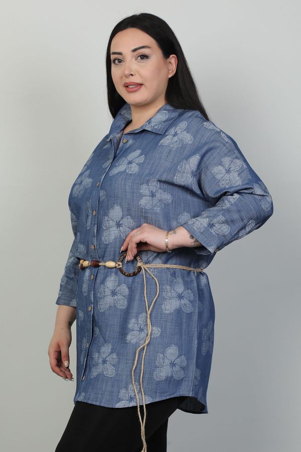 Picture of Modalinda 22086xl NAVY BLUE  Plus Size Women Tunic 