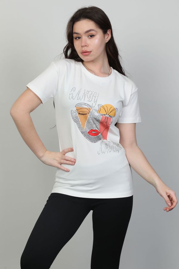 Candy Angels BTS4004 EKRU Kadın T-Shirt resmi