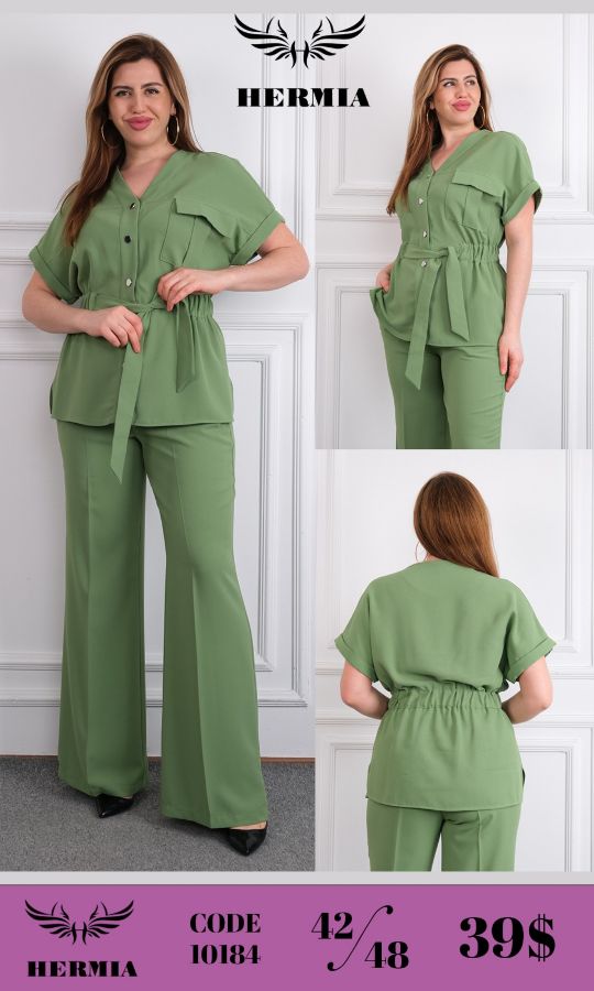 Picture of Hermia 10184xl GREEN Plus Size Women Suit