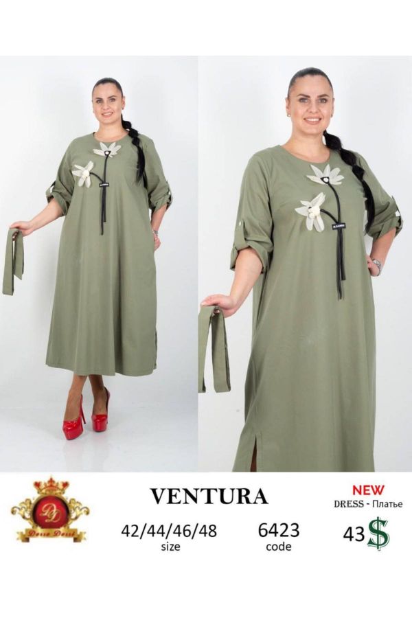 Изображение Ventura 6423xl ХАКИ Женское платье большого размера 