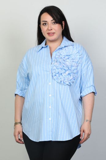 Picture of Aras 11332xl BLUE Plus Size Women Shirt 