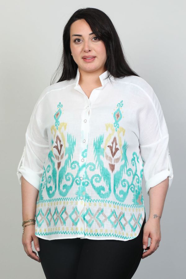 Aras 11298xl TURKUAZ Büyük Beden Kadın Gömlek resmi