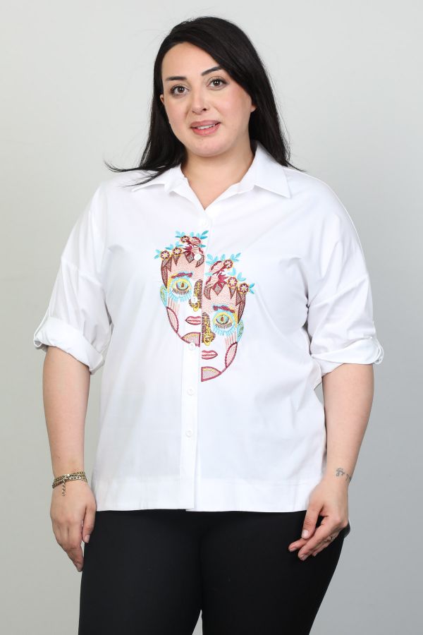 Picture of Aras 11476xl ECRU Plus Size Women Shirt 
